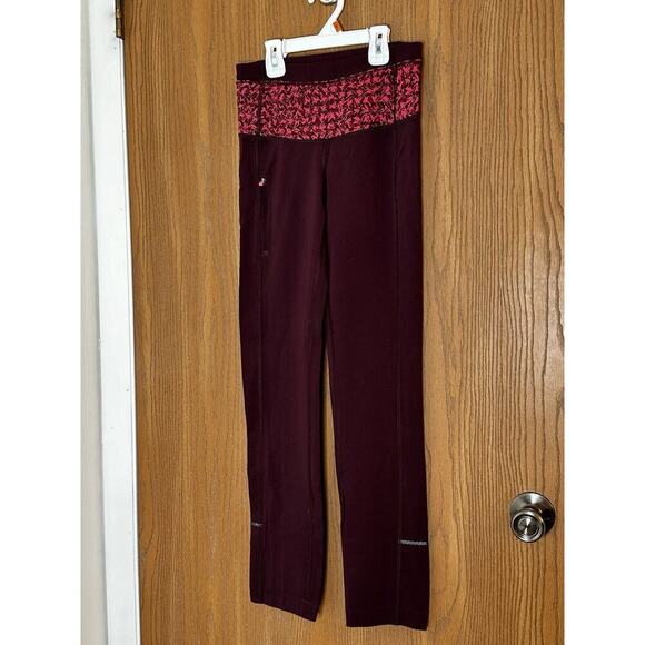 Lululemon Women's Leggings Sz 2 Maroon‎ Abs Control Butt Lift Compression Pocket - Picture 2 of 6
